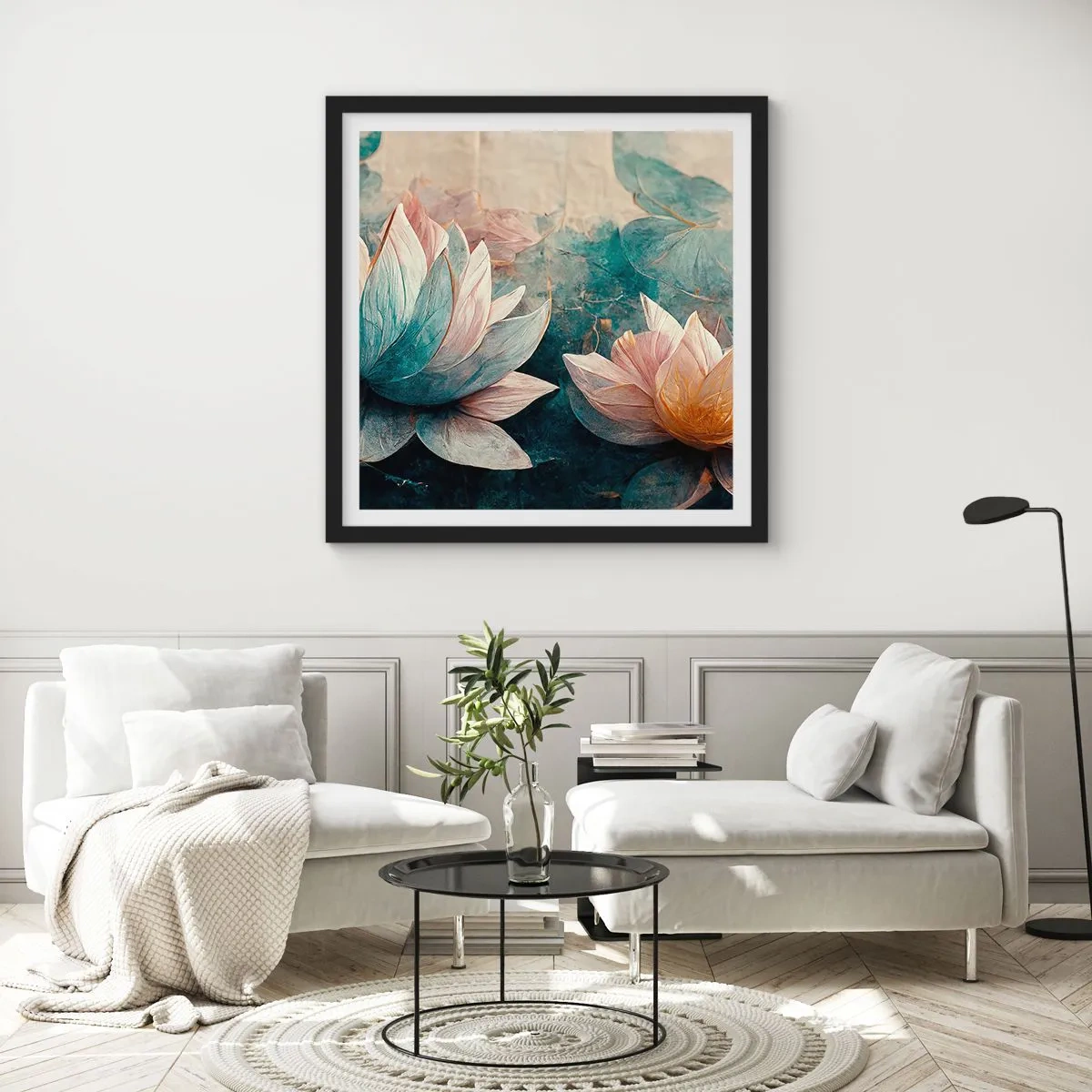 Poster în ramă neagră - Stele de lac - 30x30 cm