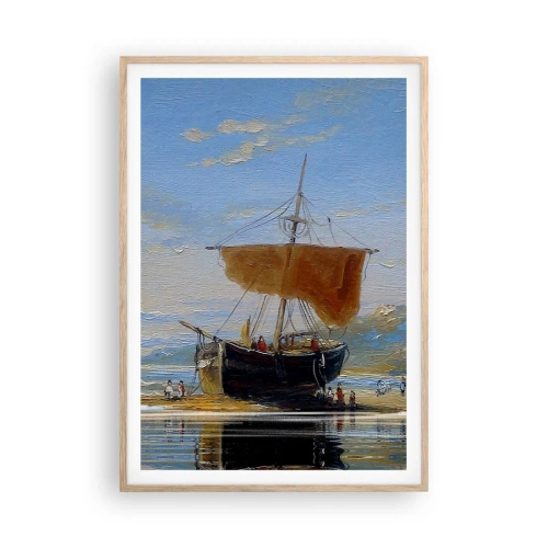 Poster în ramă de stejar deschis - Apă, pământ, aer - 70x100 cm