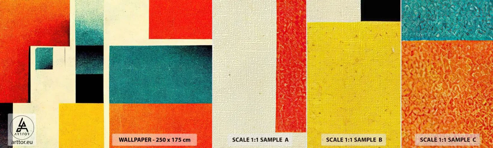 Mostră tapet Premium Canvas - Abstracție geometrică - energie bună - Pătrate, În vârstă, Bucată - 100x30 cm