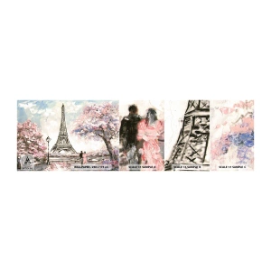 Mostră tapet autocolant Deluxe Sticker - Plimbare în aprilie la Paris - Oraș, turnul Eiffel, Aleea Parcului - 100x30 cm