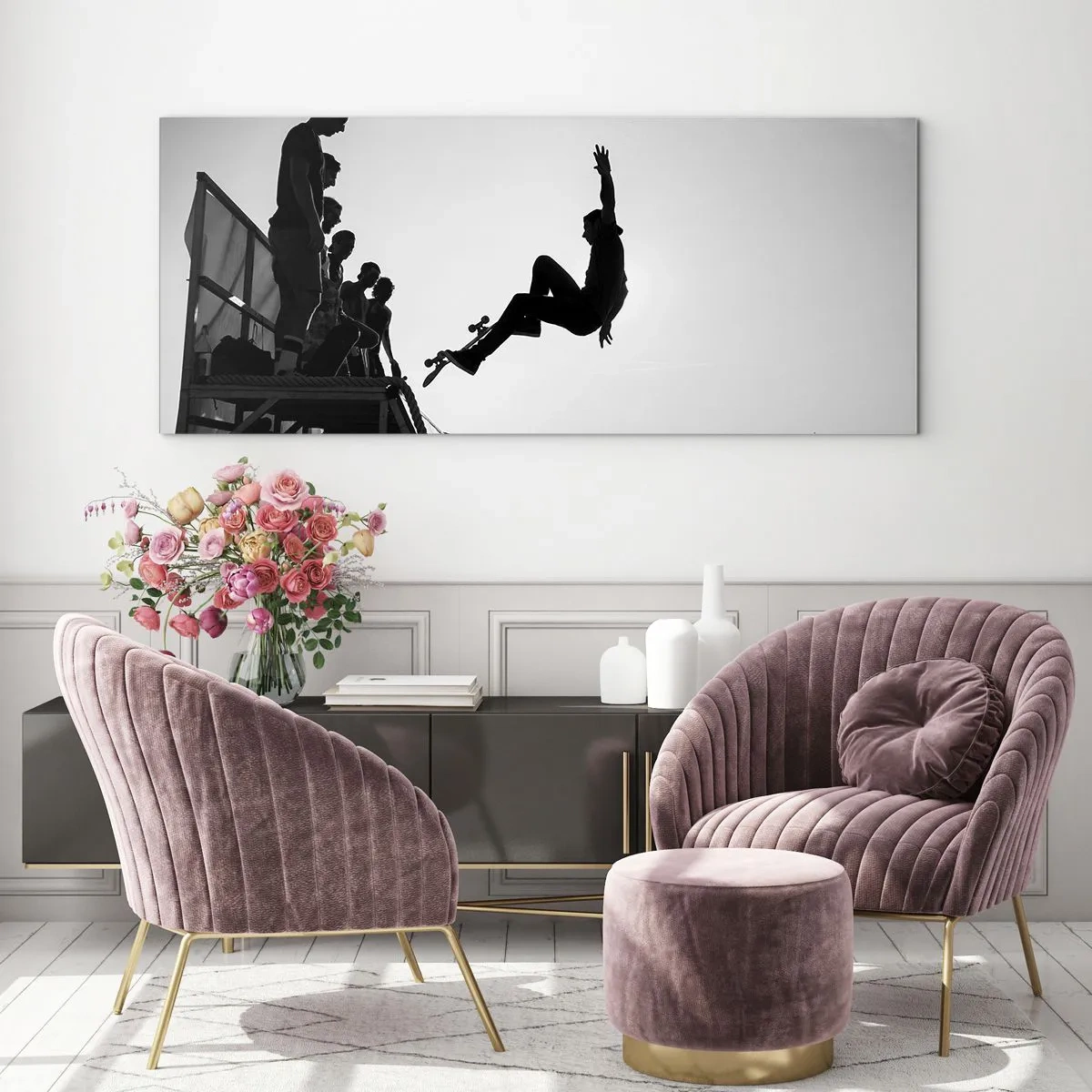 Tablou pe sticlă - Eroi și spectatori - 100x40 cm
