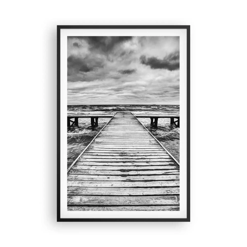 Poster în ramă neagră - Aștept ca vântul să fugărească... - 61x91 cm