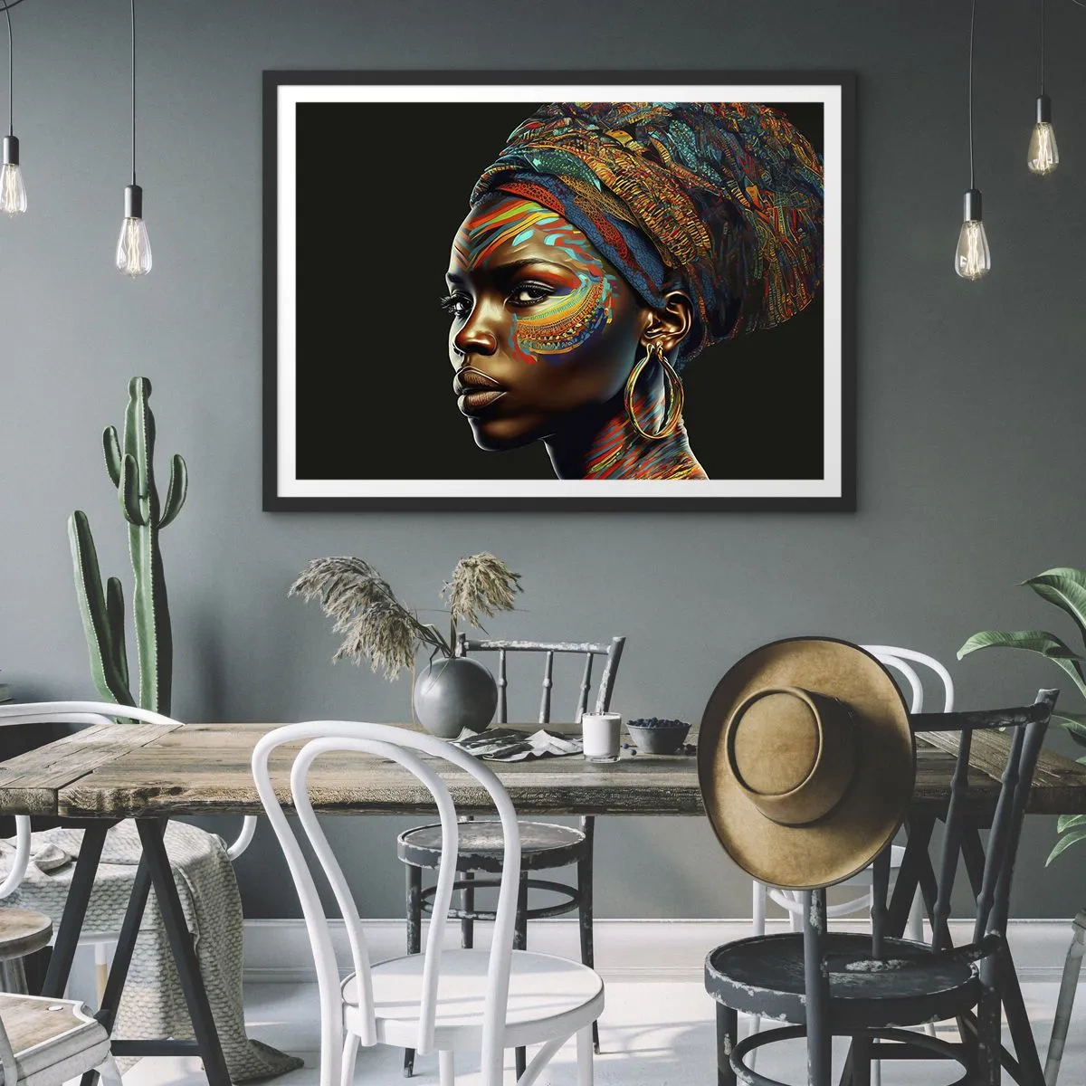 Poster în ramă neagră - Regina africană - 70x50 cm