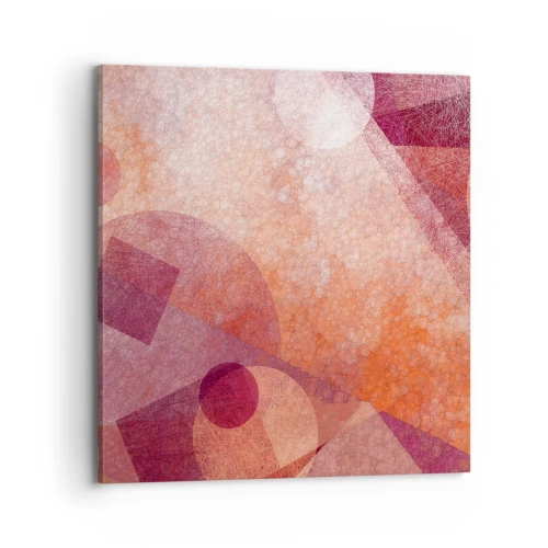 Tablou pe pânză - Transformări geometrice în roz - 70x70 cm