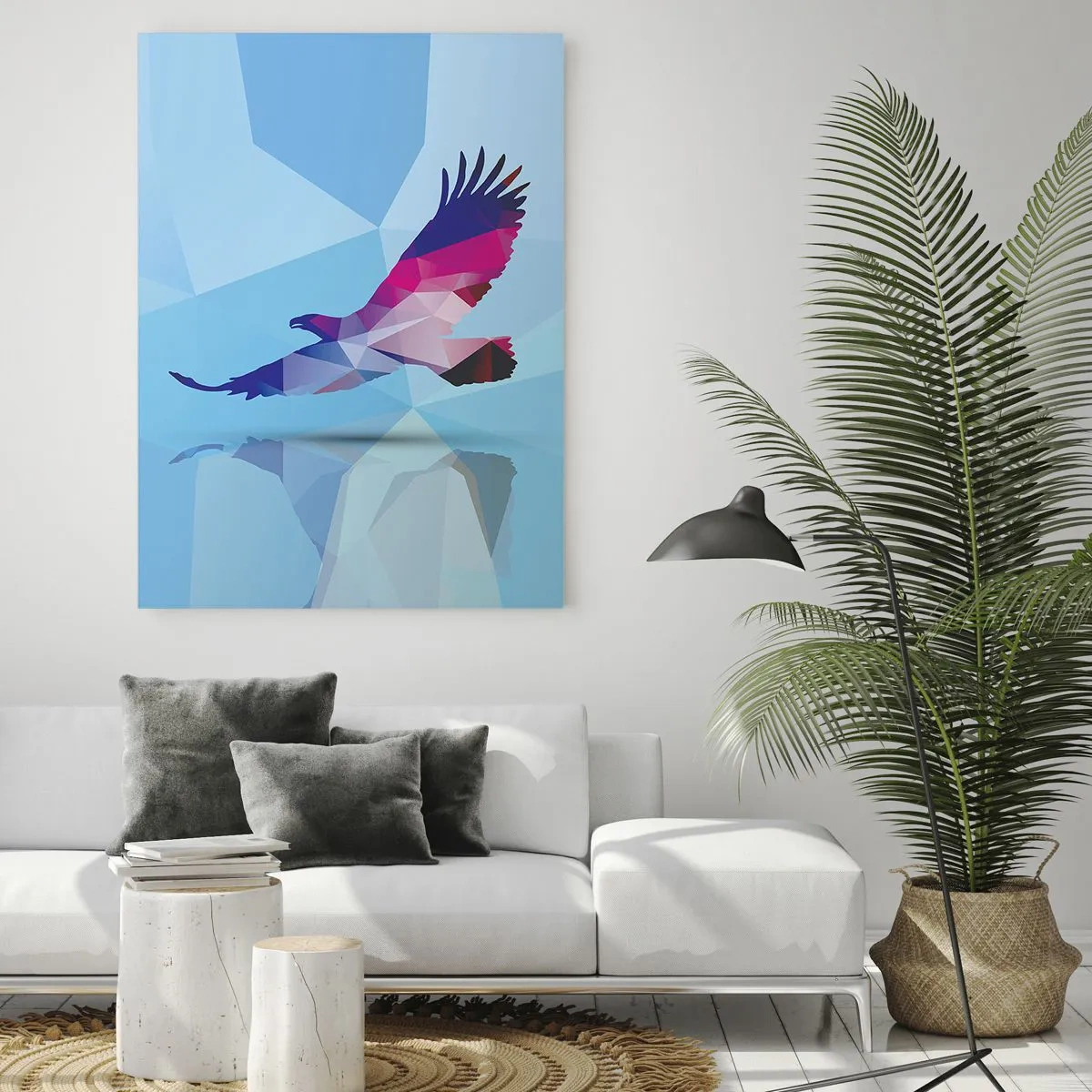 Tablou pe sticlă - Vultur în cristal liliachiu - 80x120 cm