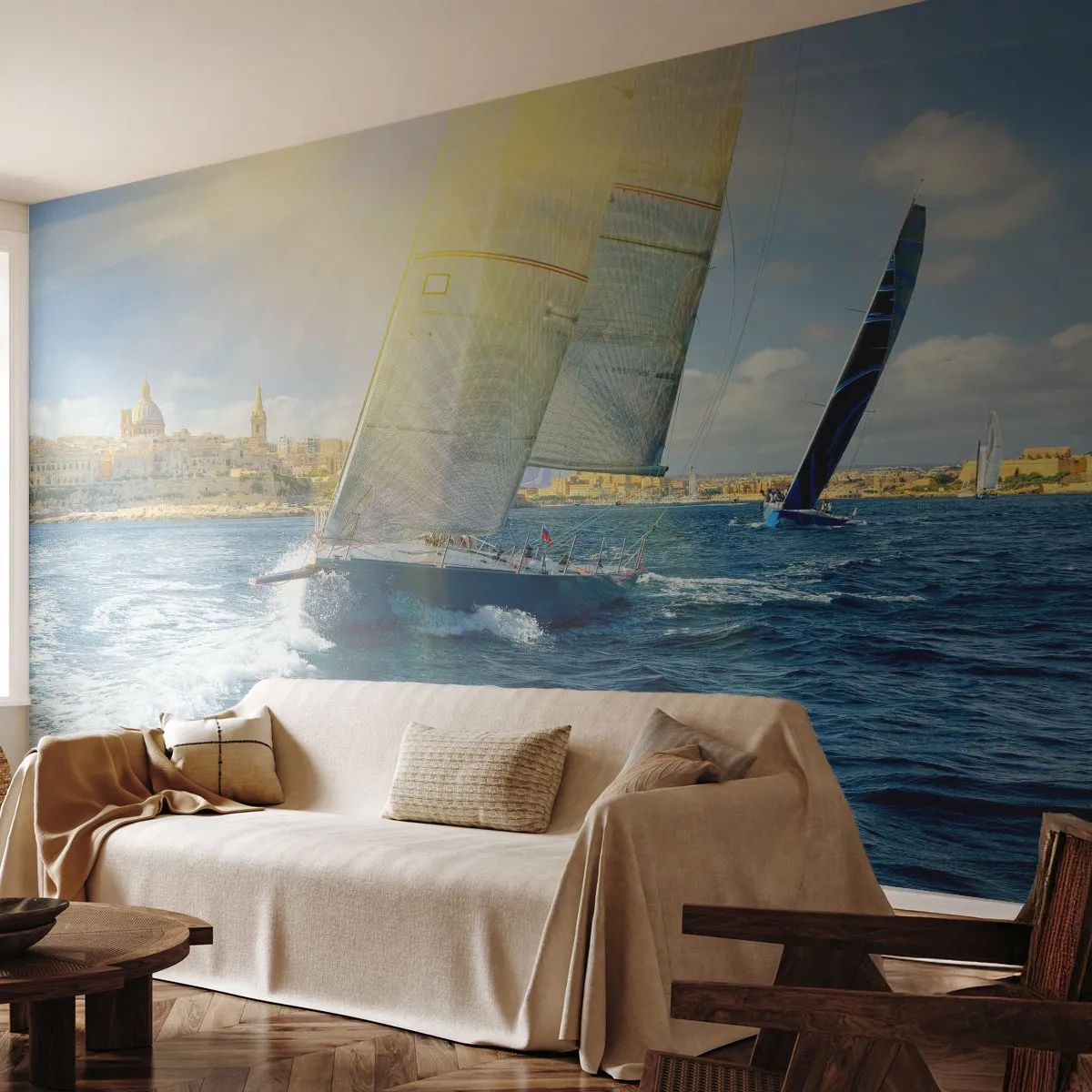Tapet Standard Eco - E timpul să părăsim orașul - Oraș, Mare, Iaht - 400x280 cm
