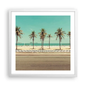Poster în ramă albă - La paza plajei - 50x50 cm