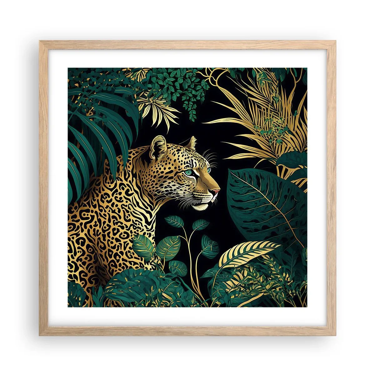 Poster în ramă de stejar deschis - Domnitorul junglei - 50x50 cm