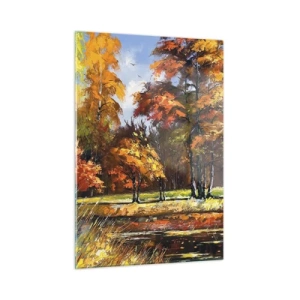 Tablou pe sticlă - Peisaj în aur și bronz - 50x70 cm