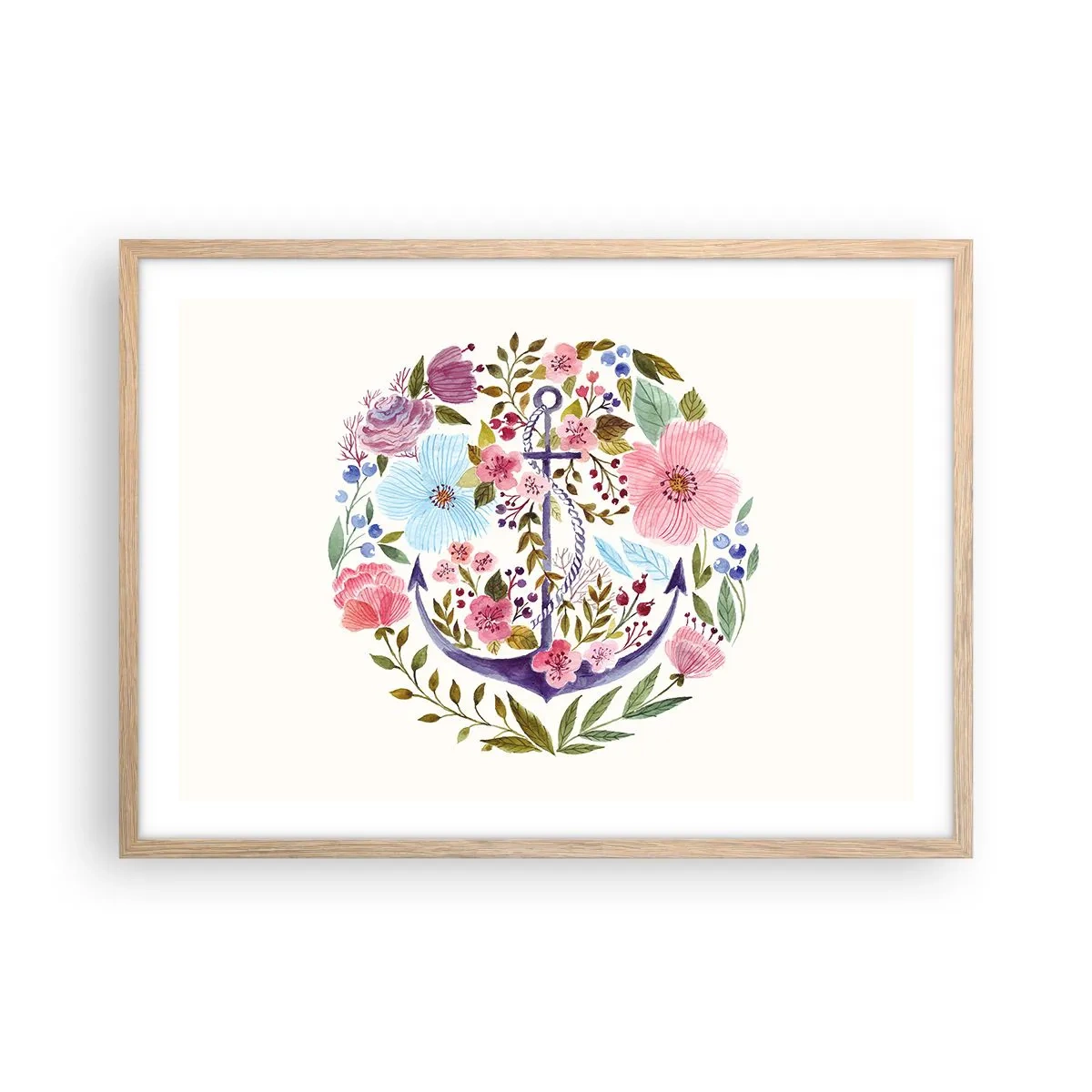 Poster în ramă de stejar deschis - Somnul bun al marinarului - 70x50 cm