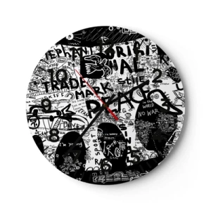 Ceas de perete - Ceas pe sticlă - Lumea bogată a străzii - 30x30 cm