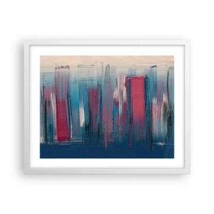 Poster în ramă albă - Compoziție verticală în albastru și roșu - 50x40 cm