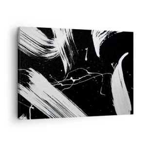 Tablou pe pânză Canvas - Linii albe abstracte pe fundal negru - 70x50cm - Abisul întunericului - Decorațiune modernă pentru perete pentru living și dormitor ARTTOR
