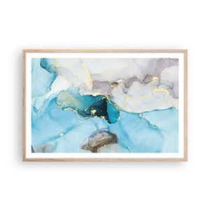 Poster în ramă de stejar deschis - Un studiu al întâlnirii dintre gri și turcoaz - 91x61 cm
