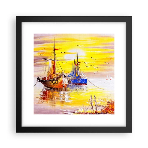 Poster în ramă neagră - O binemeritată odihnă în port - 30x30 cm
