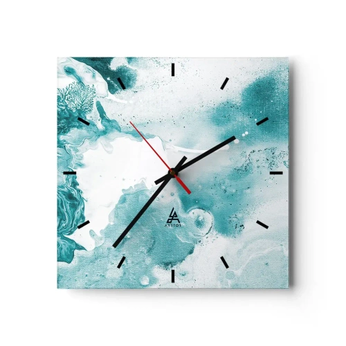 Ceas de perete - Ceas pe sticlă - Câmpii inundabile de albastru - 40x40 cm
