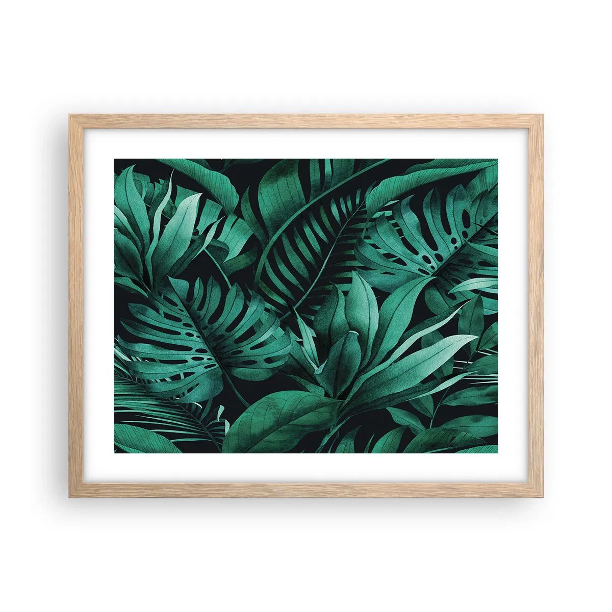 Poster în ramă de stejar deschis - Profunzimea verdelui tropical - 50x40 cm