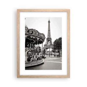 Poster în ramă de stejar deschis - Distracții retro pariziene - 30x40 cm