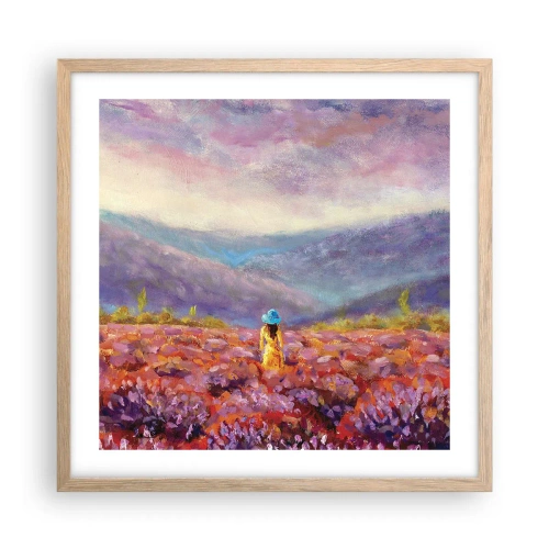 Poster în ramă de stejar deschis - Într-o lume de lavandă - 50x50 cm