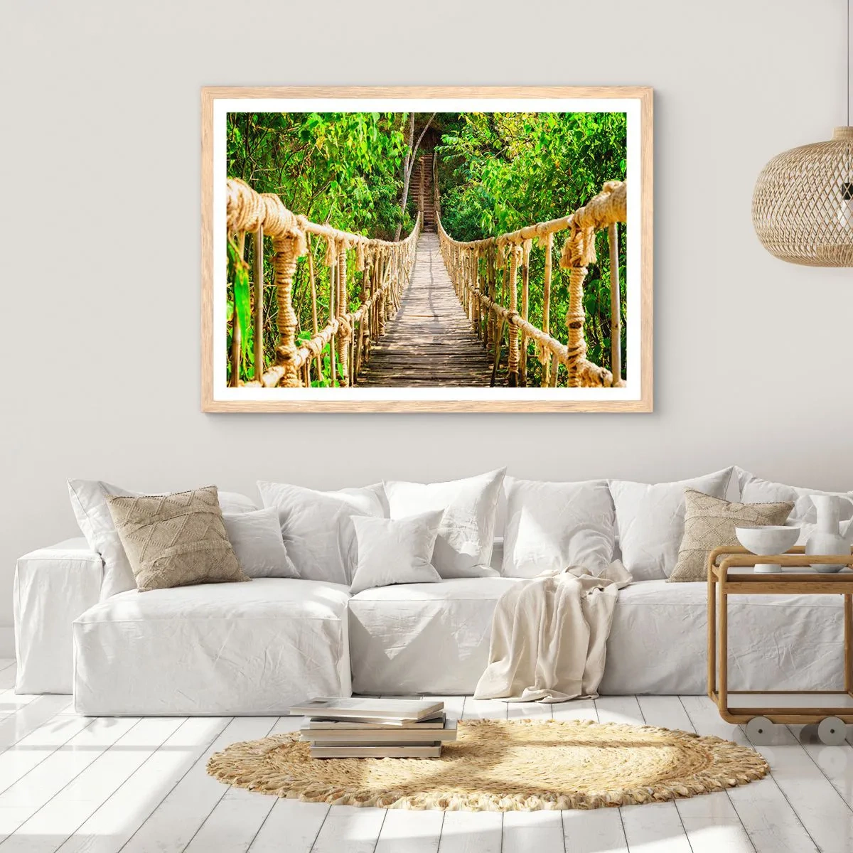 Poster în ramă de stejar deschis - Suspendat în verde - 40x30 cm