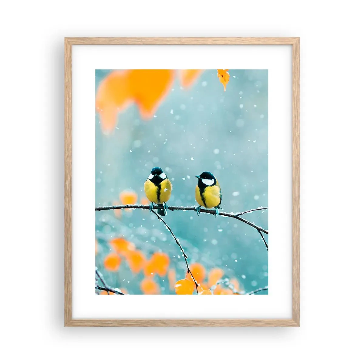 Poster în ramă de stejar deschis - Bârfele păsărilor - 40x50 cm