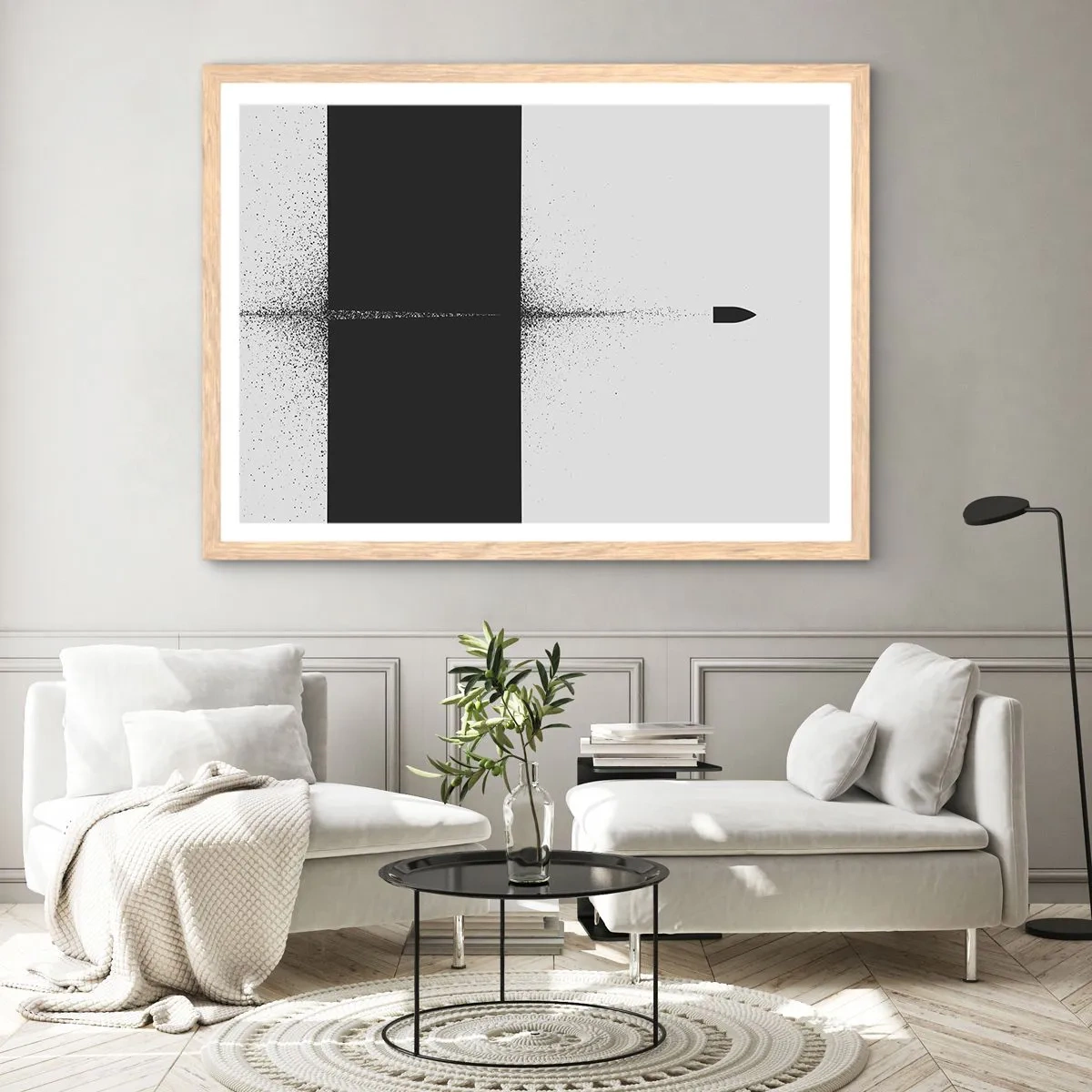 Poster în ramă de stejar deschis - Direct la țintă - 70x50 cm