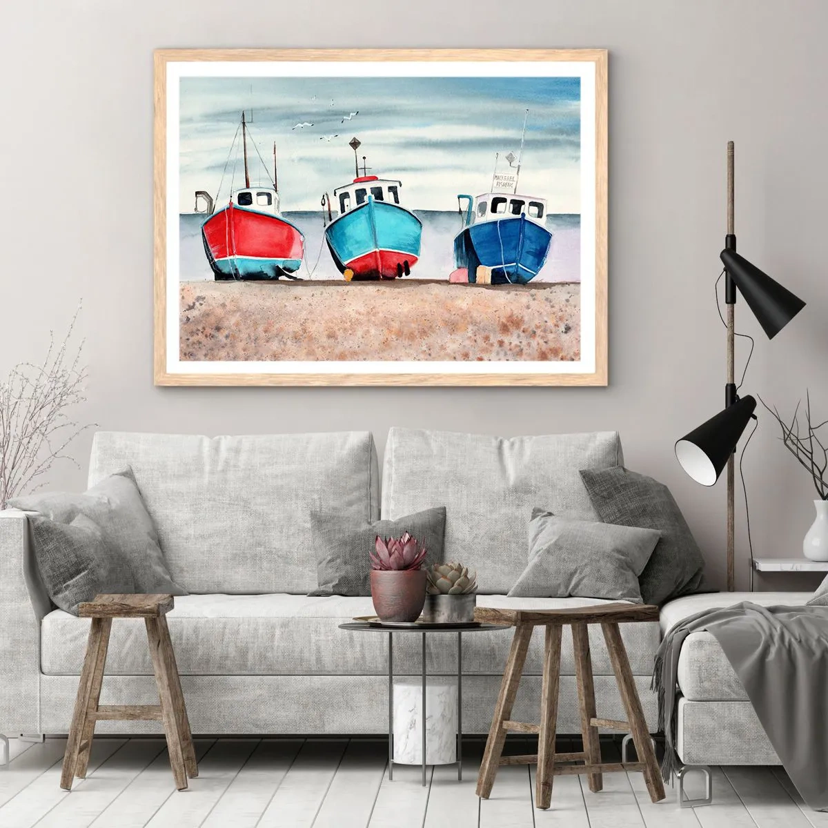 Poster în ramă de stejar deschis - Gata pentru pescuit - 91x61 cm