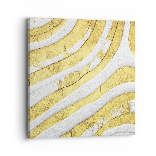 Tablou pe pânză - Compoziția în alb și auriu - 40x40 cm
