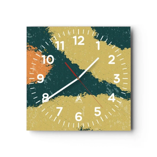 Ceas de perete - Ceas pe sticlă - Abstracție - în slow motion - 30x30 cm
