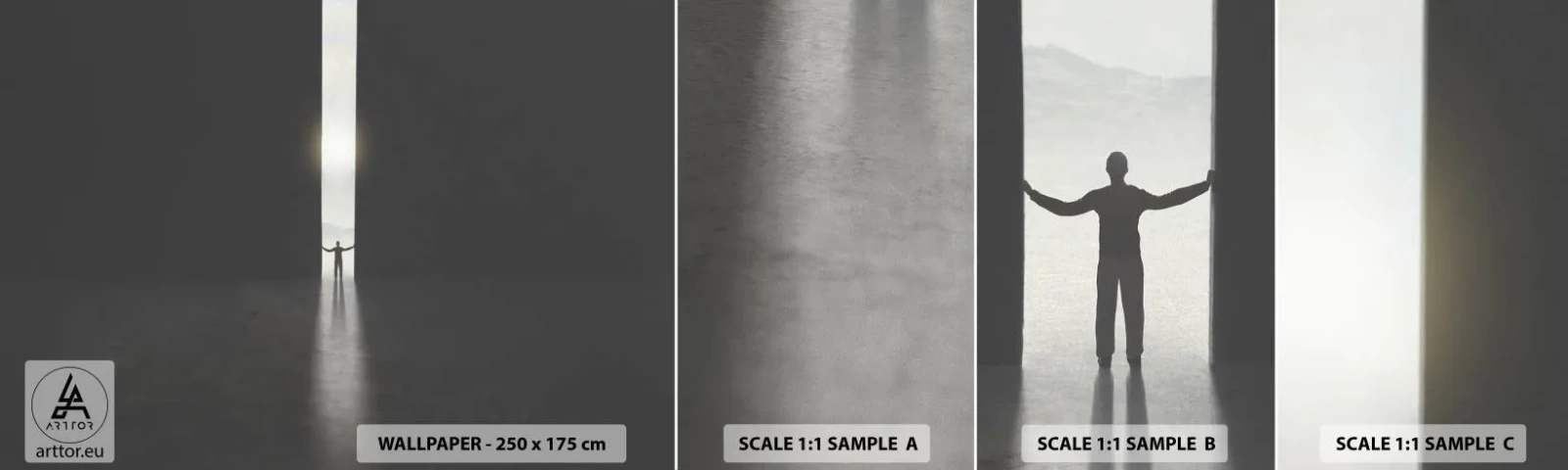 Mostră tapet autocolant Deluxe Sticker - Un pas spre un viitor luminos - Abstracția, Om, Bucată - 100x30 cm