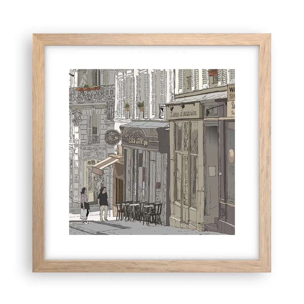 Poster în ramă de stejar deschis - Bucurii urbane - 30x30 cm