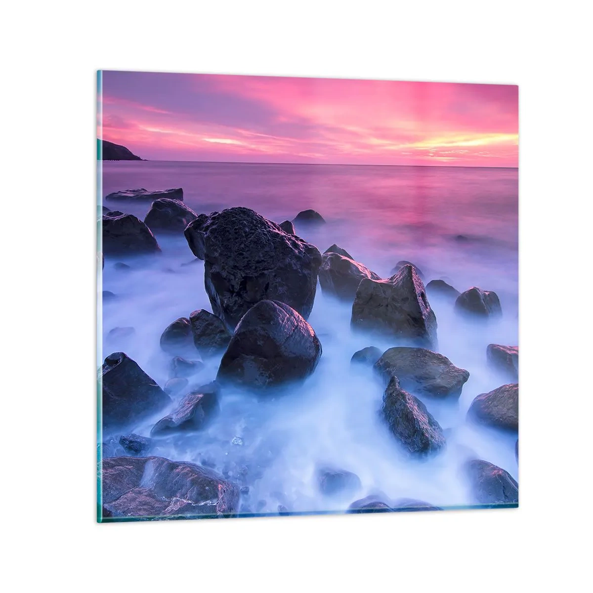 Tablou pe sticlă - Naștere în sclipici și ceață - 60x60 cm