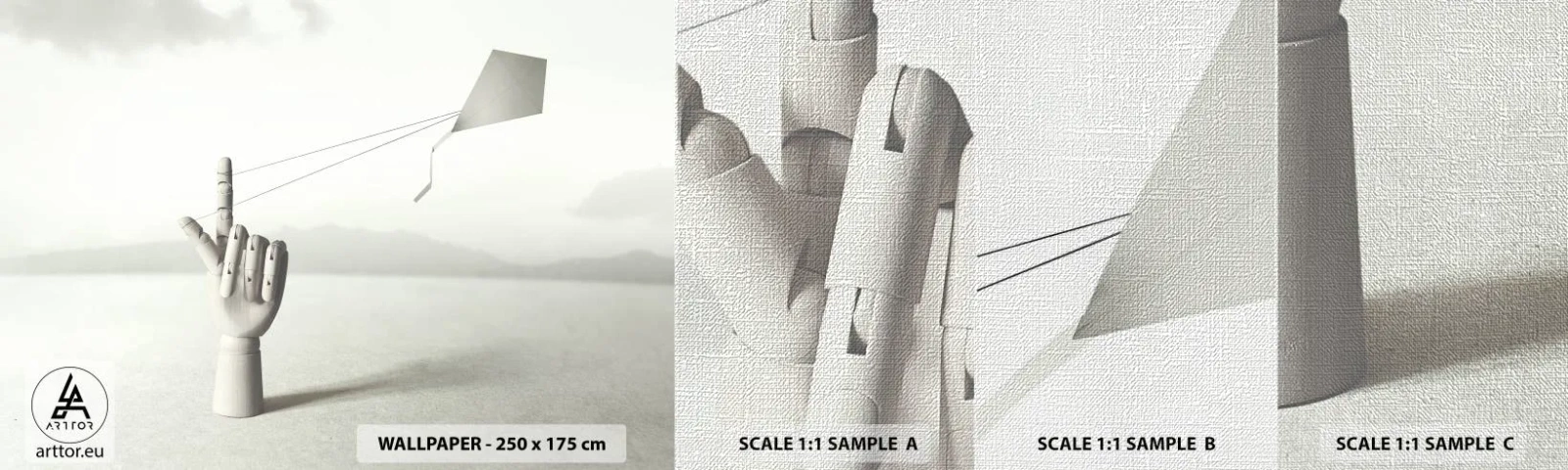 Mostră tapet Premium Canvas - Încercare de forță - Abstracția, Mână, Zmeu - 100x30 cm