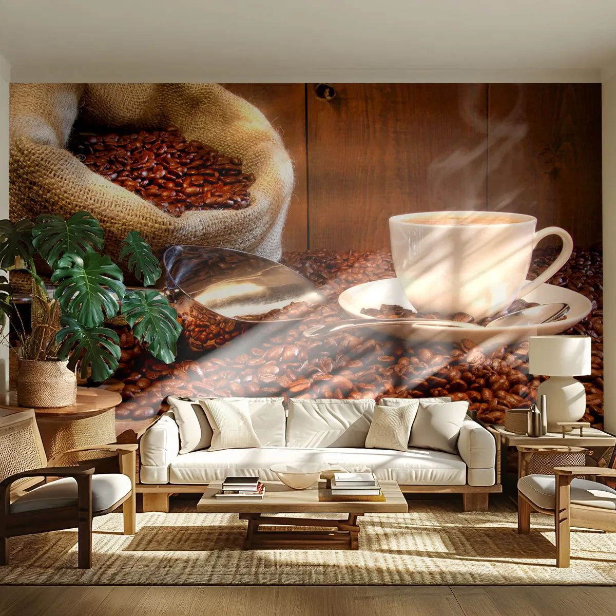 Tapet Premium Sand - Poți să simți parfumul? - Boabe de cafea, Aromă, Gastronomie - 100x70 cm