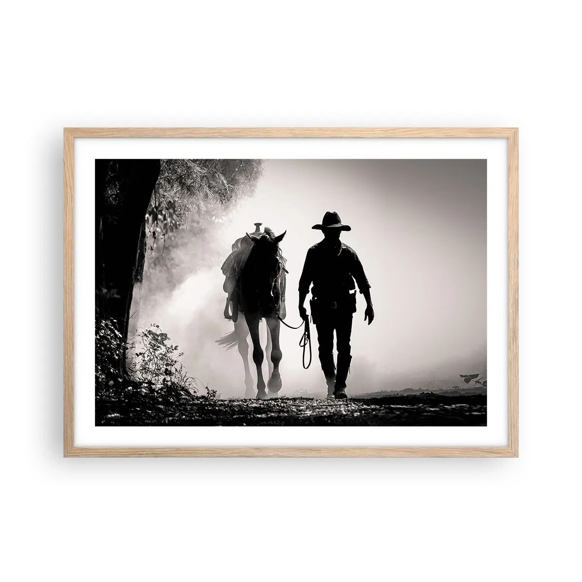 Poster în ramă de stejar deschis - Texas de dimineața - 70x50 cm
