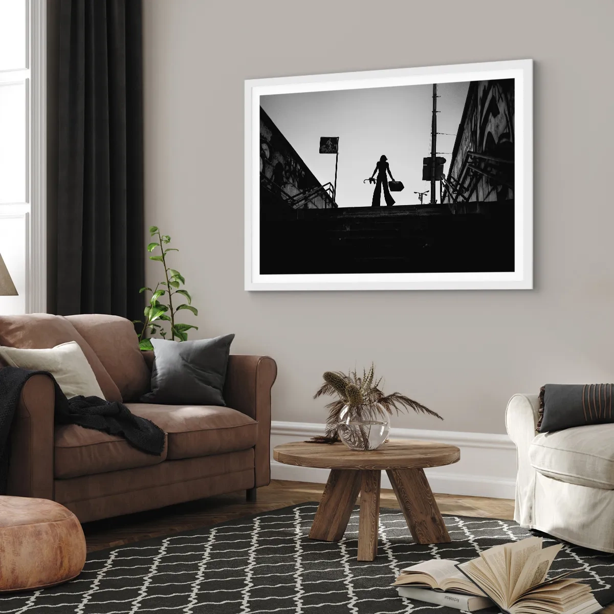 Poster în ramă albă - Rătăcire urbană - 100x70 cm