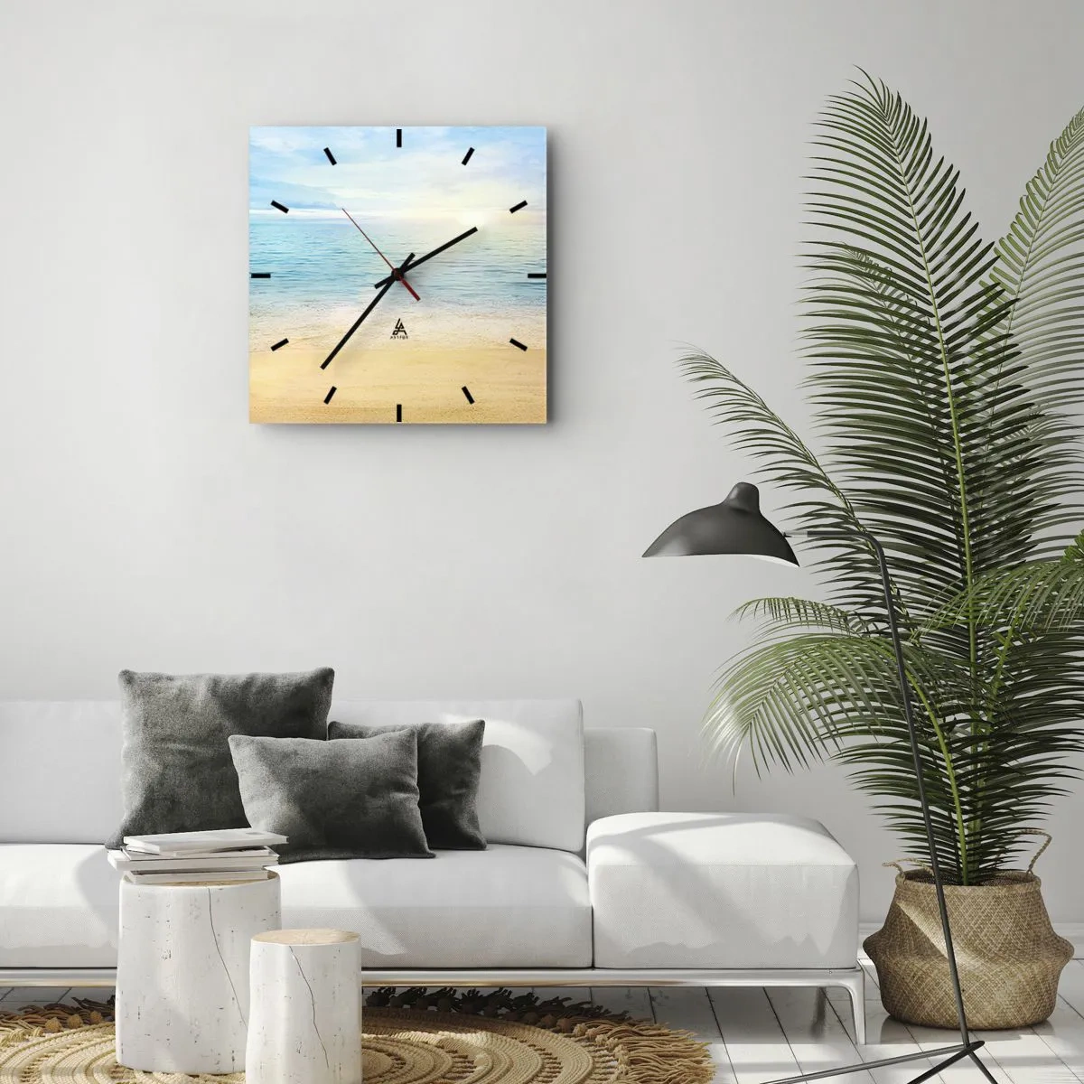 Ceas de perete - Ceas pe sticlă - Marele albastru - 30x30 cm