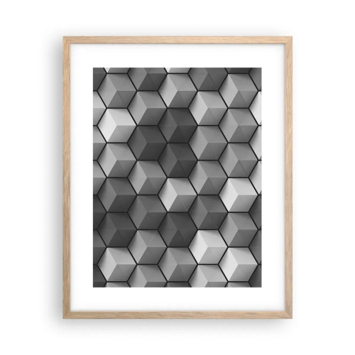 Poster în ramă de stejar deschis - Puzzle cubist - 40x50 cm
