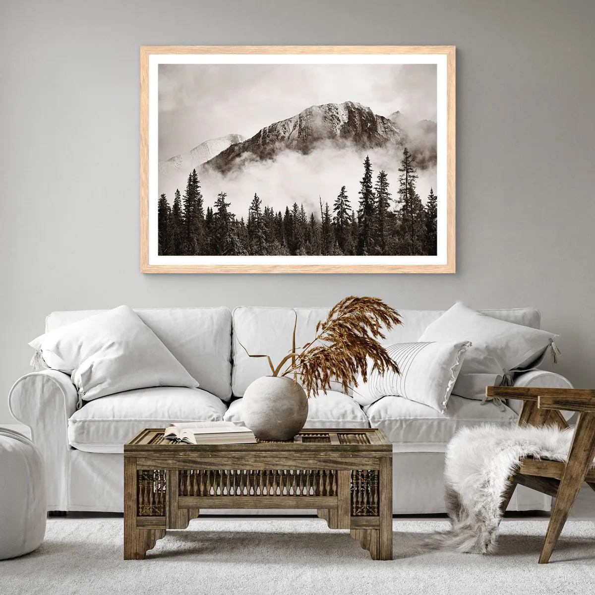 Poster în ramă de stejar deschis - Stăpânul de granit - 100x70 cm