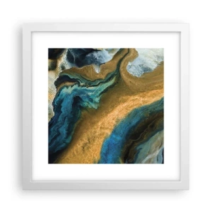 Poster în ramă albă - Albastru - galben - influență reciprocă - 30x30 cm