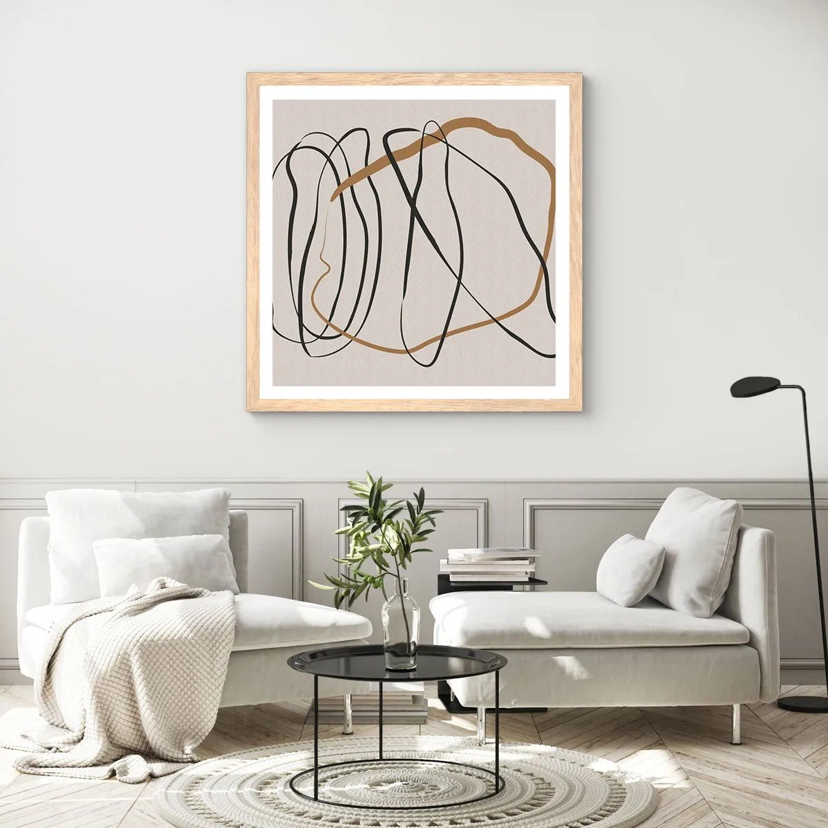 Poster în ramă de stejar deschis - Compoziție - Dans posesiv - 50x50 cm