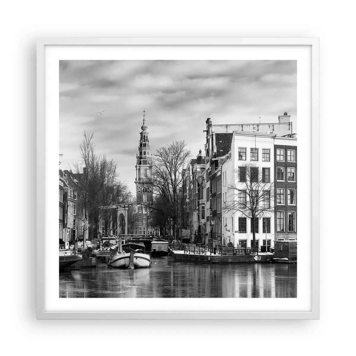 Poster în ramă albă - Amsterdam vibes - 60x60 cm