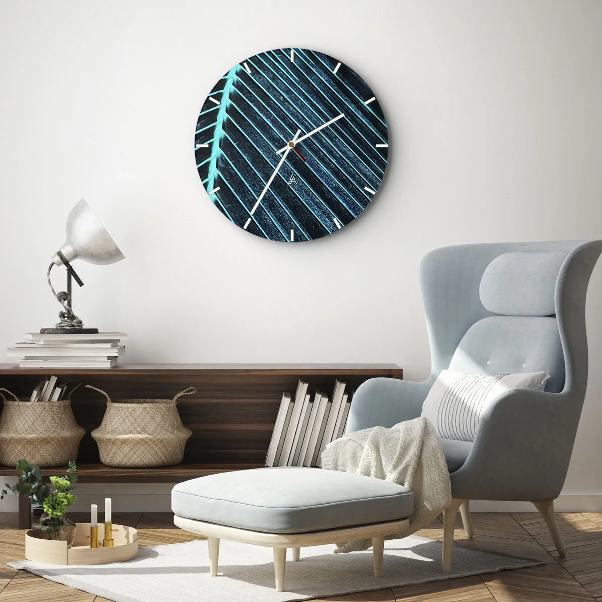 Ceas de perete - Ceas pe sticlă - Textura verdelui - 40x40 cm