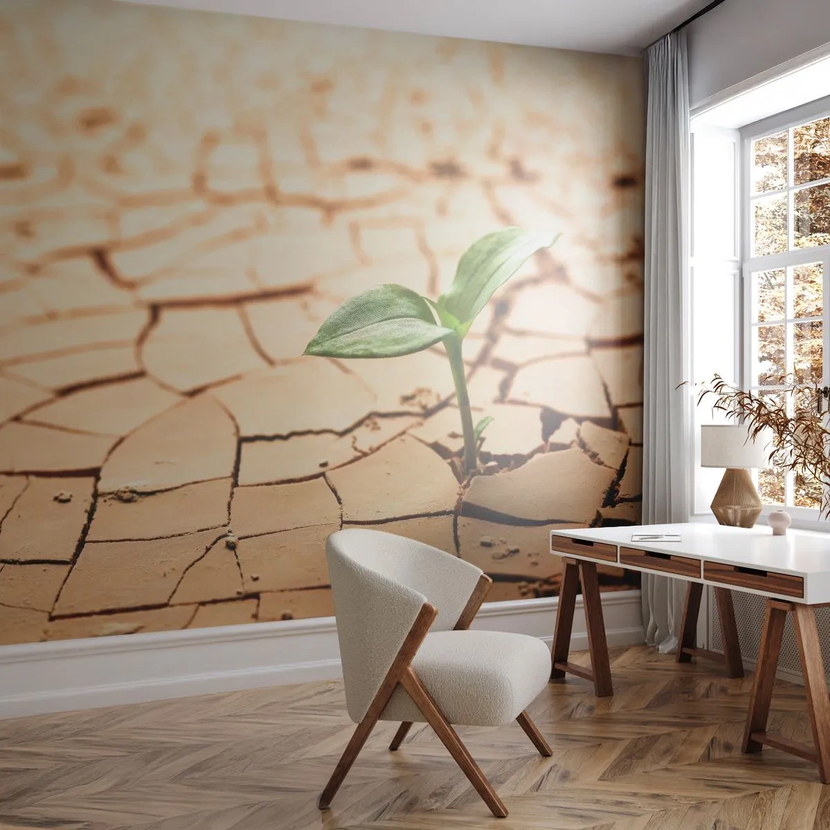 Tapet Premium Sand - Forța irepresibilă a vieții - Natură, Plantă, Secetă - 450x315 cm