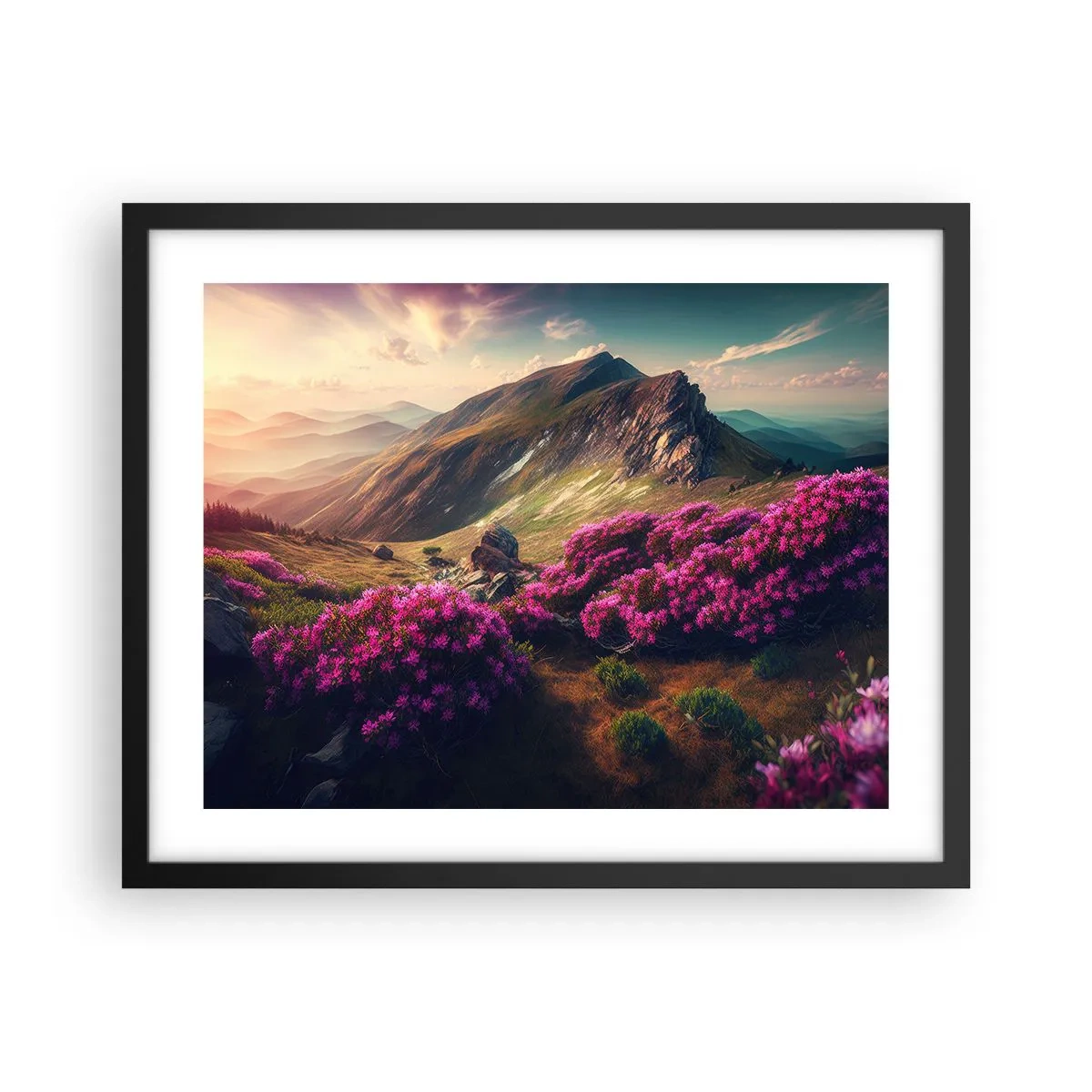 Poster în ramă neagră - Vara la munte - 50x40 cm