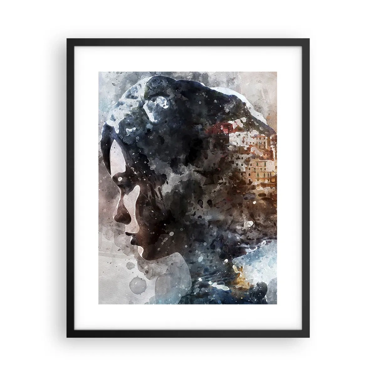 Poster în ramă neagră - Povestea unei fete cu un oraș în fundal - 40x50 cm