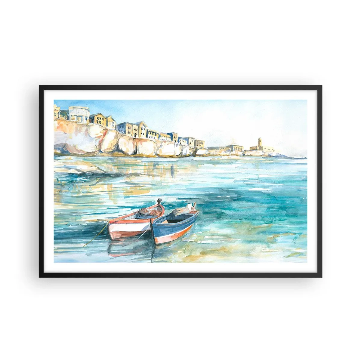 Poster în ramă neagră - Peisaj în azur - 91x61 cm