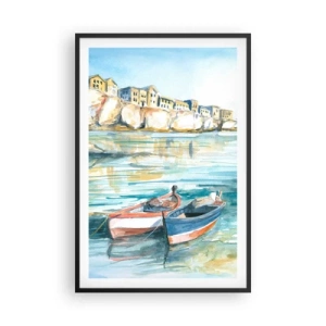 Poster în ramă neagră - Peisaj în azur - 61x91 cm