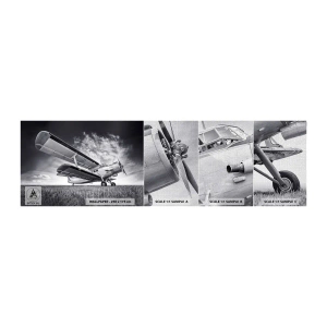 Mostră tapet Premium Canvas - Rătăcitorul înaripat - Avion, Avioane, alb-negru - 100x30 cm