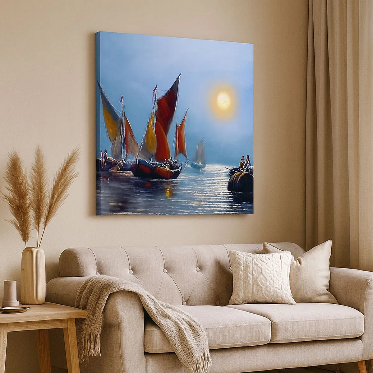 Tablou pe pânză - Pescuit de noapte - 30x30 cm